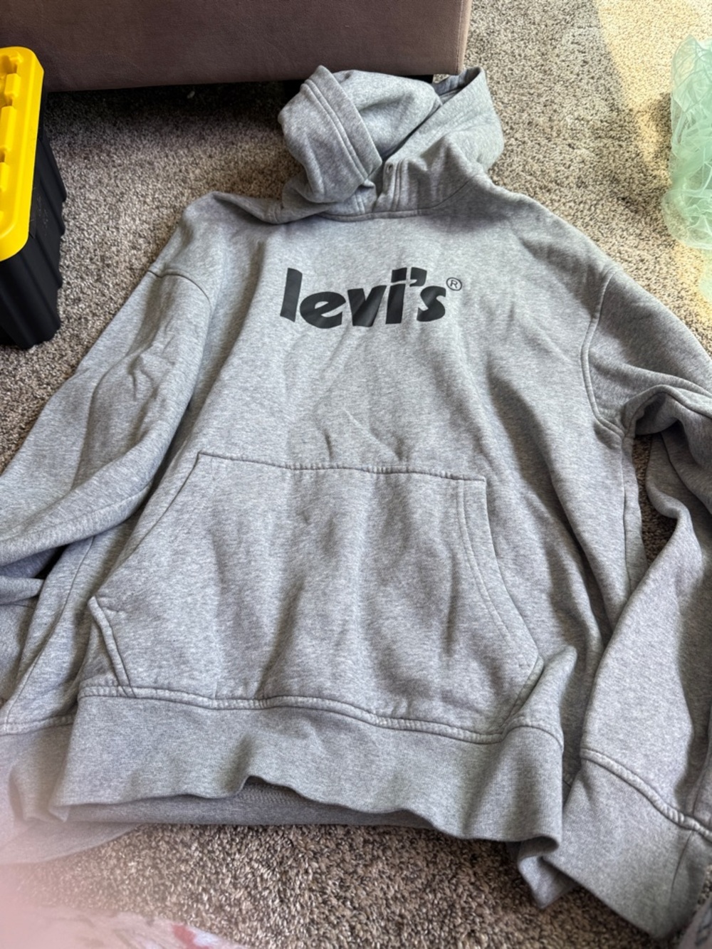 Levi's Gray Crewneck Logo Hoodie Sweatshirt